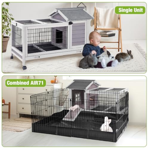 Rabbit Hutch Indoor Bunny Cage Outdoor Wood House with Wire Mesh