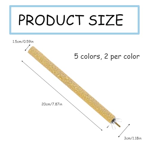 10 PCS Parrot Perch Stand Bird Perch Stand Toy Colorful Paw Grinding Stick Cage Wooden Parakeet Perch Accessories for Cockatiels （7.87in (20CM)