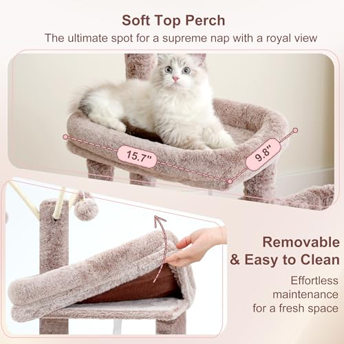 Cat Tree 45.3" Cat Tower for Indoor Cats with Large Perch HCT202SMU (45.3 inch / Muchroom)