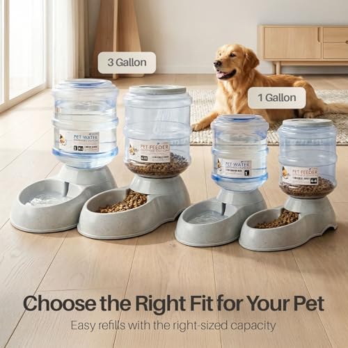 Automatic Pet Feeder & Waterer Set of 2 Pack (4-6 lb Feeder (1 Gallon) / Waterer + Feeder)
