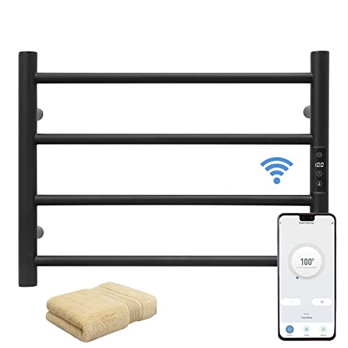 Smart WiFi Towel Warmer Wall Mounted with Built (Wifi Version / Matte Black-4 Bars)