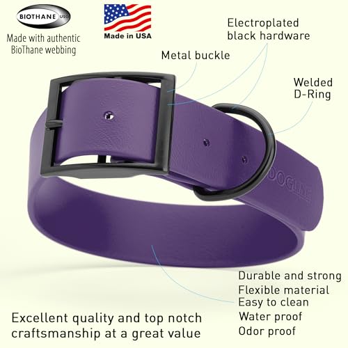 Biothane Waterproof Dog Collar Strong Coated Nylon Webbing with Black Hardware Odor
