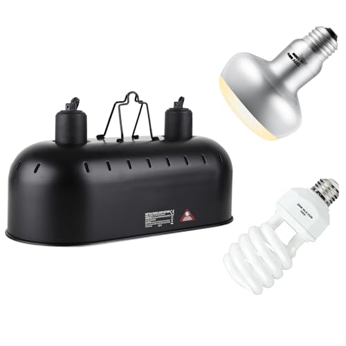 15inch Dual Reptile Light Fixture with Bulb Kit Max 150W