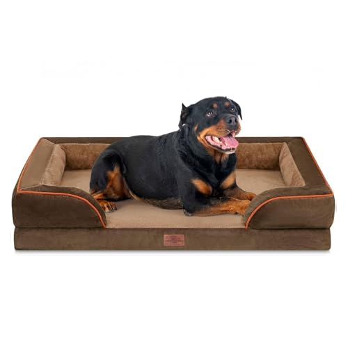 Waterproof Orthopedic Dog Beds for Extra Large Dog (48.0"L x 30.0"W x 8.5"Th / Brown)