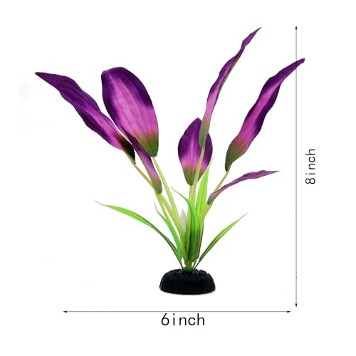 Silk Aquarium Plants for Betta Fish Tank (Purple / 8 Inch)
