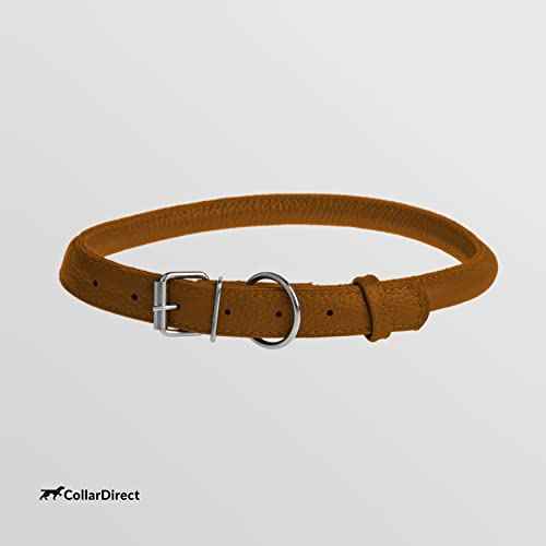 Tangle Free Rolled Leather Dog Collar (Cinnamon / XS)