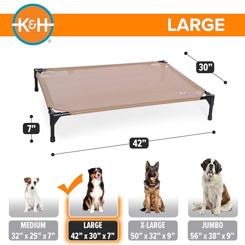 K&H Outdoor Elevated Dog Bed (Tan Mesh / Large 42"L x 30"W)