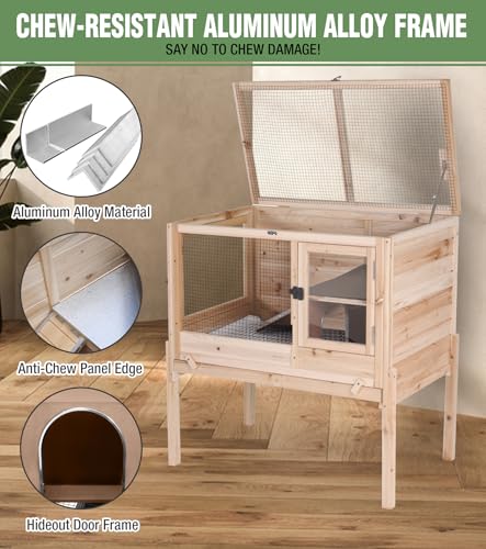 Guinea Pig Cage Indoor with Chew (Natural Wood)