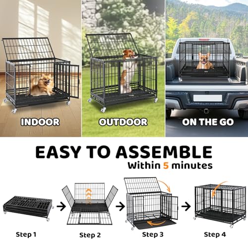 37 Inch Three Tiers Stackable Dog Crates for Medium Dogs (37"L - 3 Tiers)