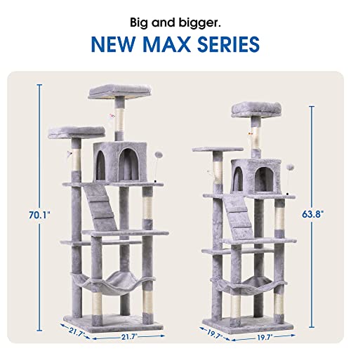 70.1 Inch Large Cat Tree (70.1 in / Light Gray)