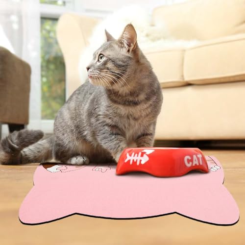 Cat Food Mats for Floor (Pink / 23.6"L x 13.7"W)