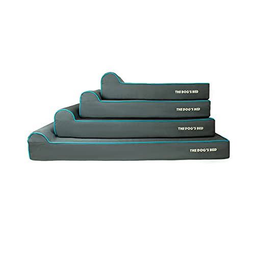 The Dog’s Bed Orthopedic Memory Foam Dog Bed with Headrest XL 6 (Grey with Blue Trim / XL (46"L x 28"W x 6"Th))