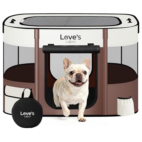 Pet Puppy Dog Playpen (Brown / Medium)