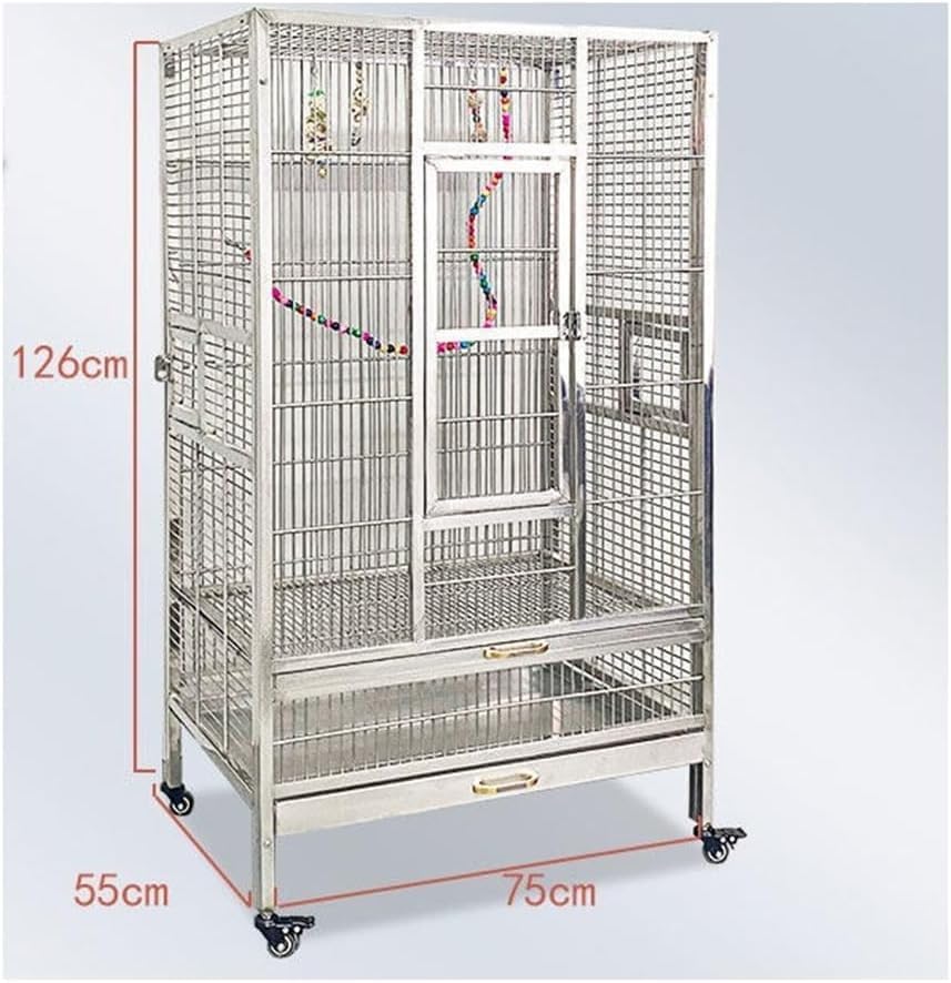 Stainless Steel Birdcage with Panoramic Space for Indoor Parrots