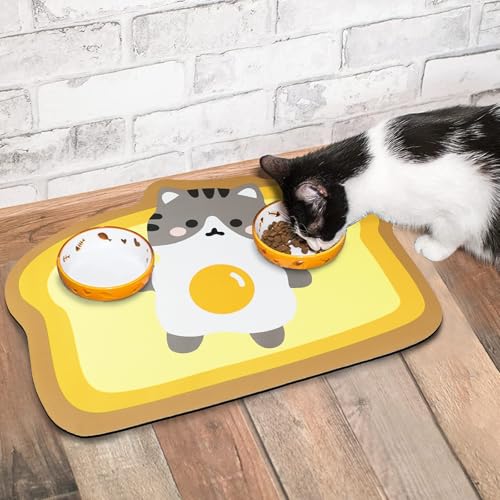 Cat Food Mats for Floor (Egg / 23.6"L x 13.7"W)