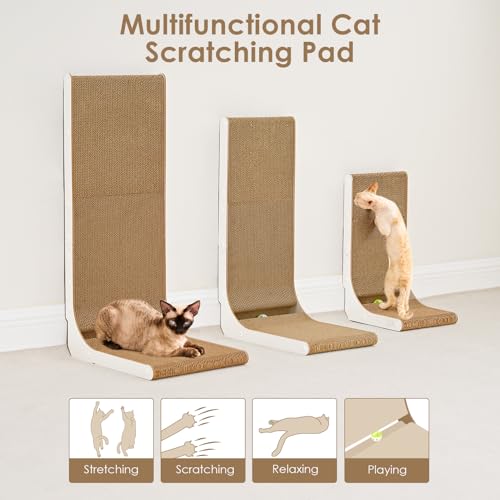 Cardboard Cat Scratcher for Indoor Cats (White / 16.6x11.2x26.8)