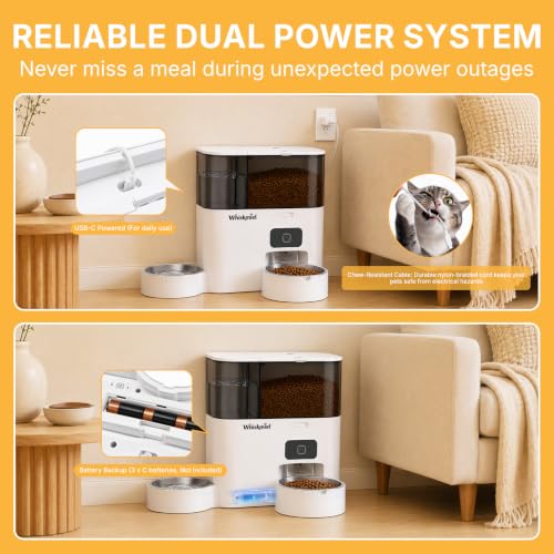 5L WiFi Automatic Cat Feeder & 3L Water Dispenser (White - WiFi)