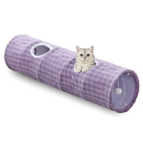 Straight Bubble Cat Tunnel for Indoor Cats 47"x12" (Dusty Purple / Straight)