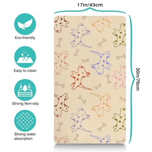 Pet Feeding Mat for Floors Waterproof Dog Mat for Food and Water Absorbent Quick Dry Non Slip mat for Cat Bowls (30"L x 17"W / Yellow)