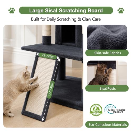 Tall Cat Tree for Large Cat (Smoky Gray / 75.2 inch)