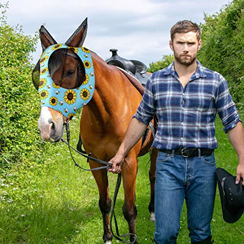 4 Pcs Horse Fly Mask with Ears Mesh Comfort (Large)