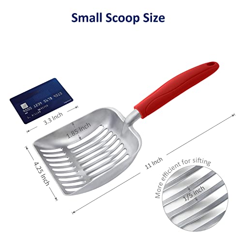 Cat Litter Scoop (Small / FLAT Aluminum \ #08 Red Handle)