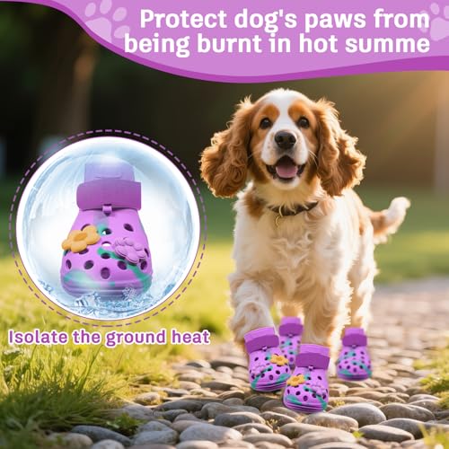 Tie Dye Dog Shoes for Hot Pavement (S (25-35 lbs))