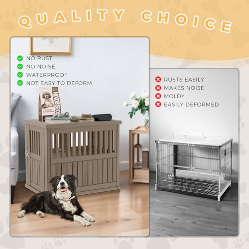 Dog House Resin Outdoor Dog Kennel with Ventilated Design (light gray-A / 39.37*28.35*32.83 INCH)