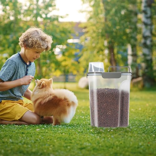 5 7Lbs Cat Dog Pet Food Storage Container with Large Nozzle Design (Khaki / 5L-1pack)