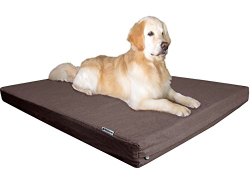 Extra Large Orthopedic Memory Foam Dog Bed for Large Dogs with Durable Waterproof Internal Case (47.0"L x 29.0"W x 4.0"Th / Chocolate Brown)