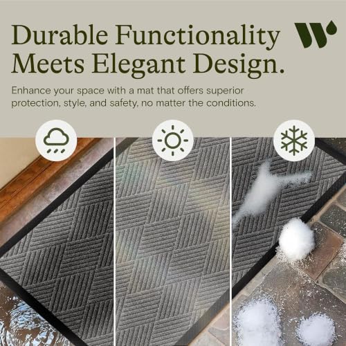 Diamonds Front Door Mat Indoor Outdoor Entrance (Medium 23"x35.5" (2’x3’) / Medium Grey)