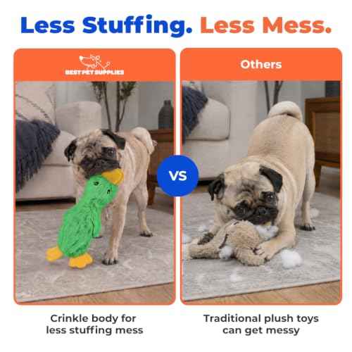 Interactive Squeaky Dog Toy (aCrinkle Duck (Light Green) / Large)