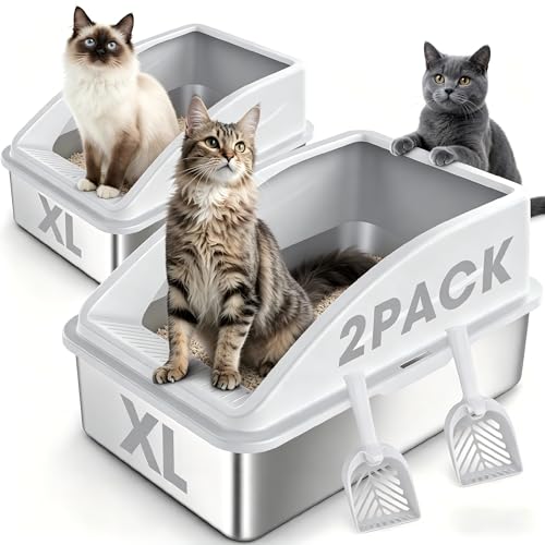 Stainless Steel Litter Box (Ivory White / X-Large)