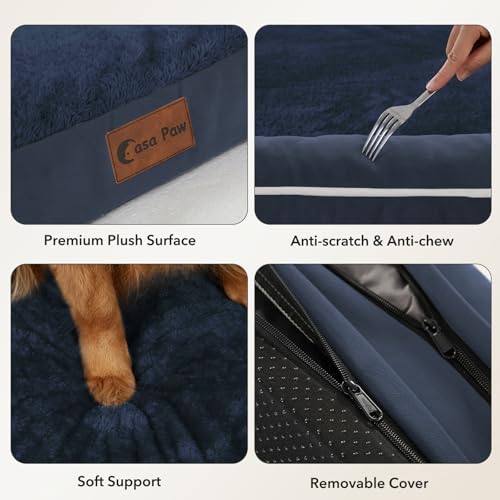 Orthopedic Dog Bed for Extra Large Dogs (Navy Blue / 41.0"L x 27.0"W x 8.0"Th)