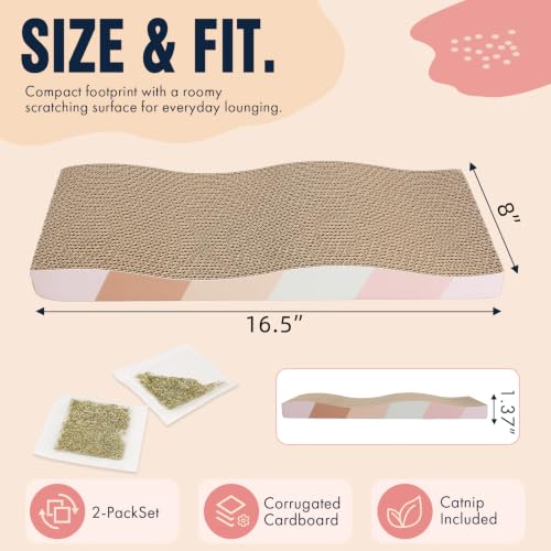 Cat Scratch Pad Cardboard cat scratchers for Indoor Cats Reversible Large Wide Corrugated with Catnip (1-Pack)
