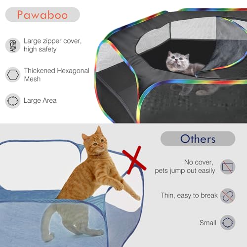 Small Animal Playpen with Zippered Cover (Black + Rainbow)