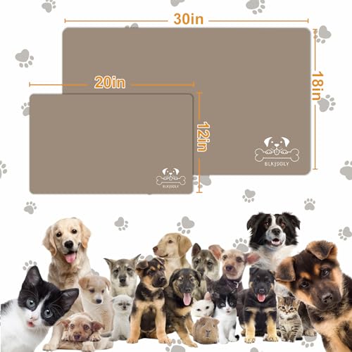 12"×20" Brown Absorbent Dog Mat for Food and Water Bowl (Brown-GT / 12"×20")