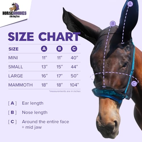 Donkey Fly Mask with Long Ears (Large Donkey / Purple)