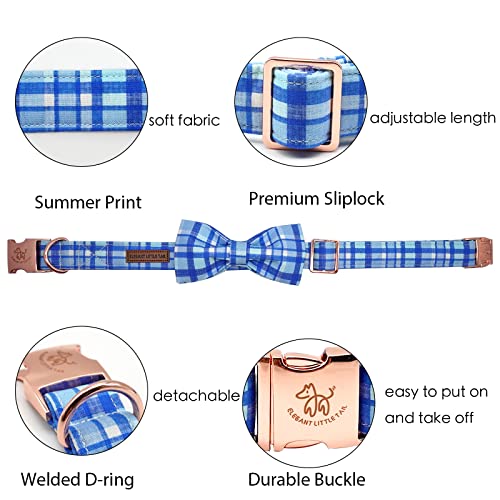 Dog Collar with Bow (Blue Plaid / Small (Pack of 1))