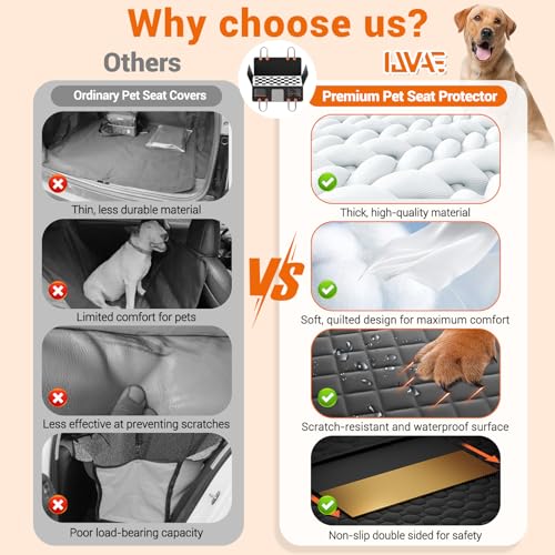 Hard Bottom Car Seat Cover for Dog swith Removable Soft Blankets (White / For Full Size Truck)