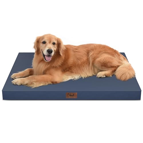Waterproof Orthopedic Outdoor Dog Bed XL for Extra Large Dogs (Navy / 44.0"L x 32.0"W x 3.5"Th)