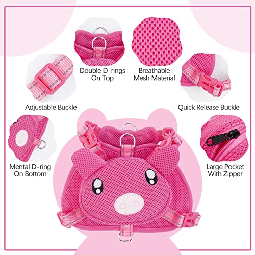 Dog Backpack Harness (Pink Pig / Large)