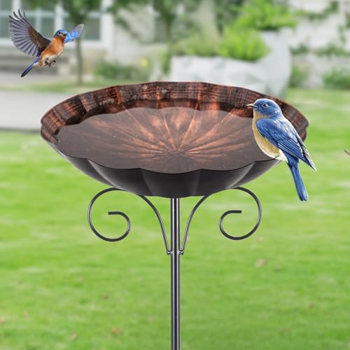Metal Bird Baths for Outdoors (Brown)