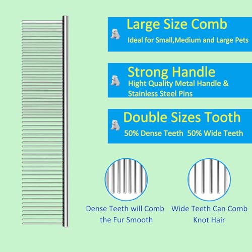 Extra Long Pin Dog Grooming Brush Haired Dogs & Pet Comb Value Kit (Vlaue Kit)