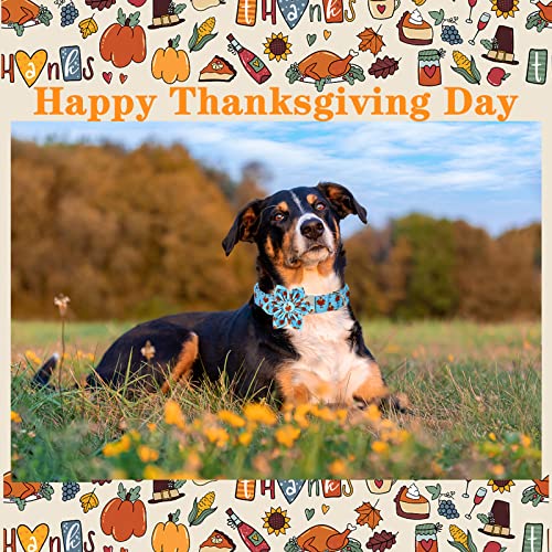 Thanksgiving Dog Collar with Flower Tie Autumn Turkey Theme Puppy Collar for Small Medium Large Dogs (Extra Small / Z-Turkey)