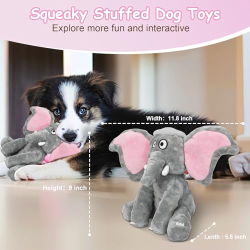 Plush Large Dog Toys with Squeaker and Crinkle Paper (Elephant)