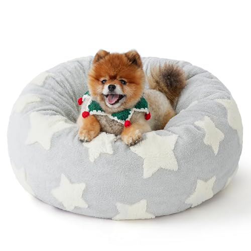 Shown on TV Jacquard Donut Cute Small Dog Beds (23.0"L x 23.0"W x 7.0"Th / Galaxy Grey)