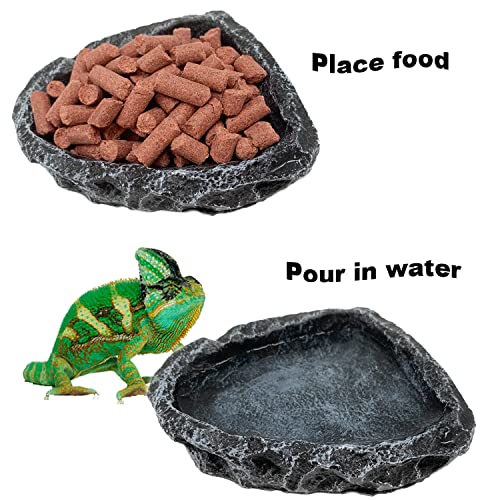Reptile Water Dish Food Bowl (2 Pack Corner Bowls)