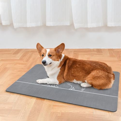 Dog Bowl Mats (grey cat&dog / 12"L x 19"W)