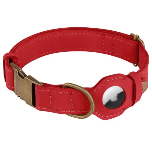 AirTag Dog Collar (Red / S, 12"-15" Neck Fit)